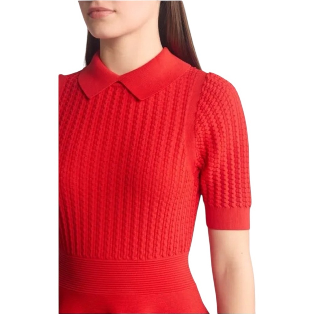 Ted Baker Mia Knit Ribbed Skater Dress In Red Size 5/12 - Picture 4 of 16